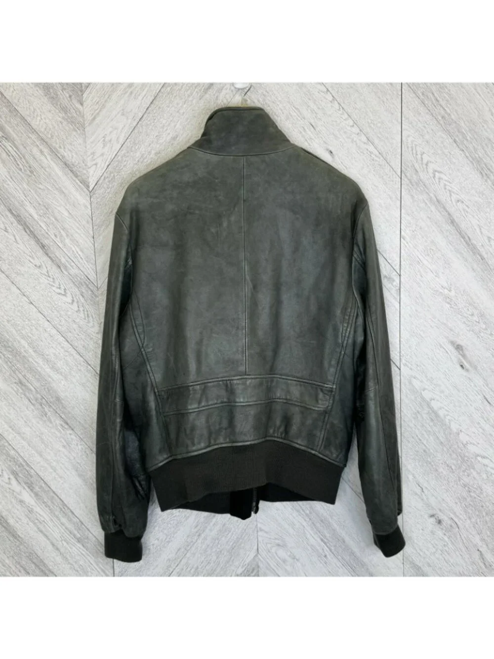 Vintage Banana Republic Leather Bomber Jacket Mens Large Green Flight Aviator